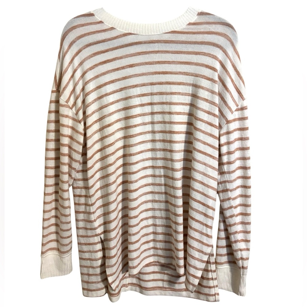 Abercrombie & Fitch Soft‎ A&F Cozy Tan Striped Long Sleeve Shirt Medium